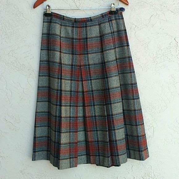 ROOS ATKINS 100% Wool Tweed Pleated A-Line Midi Skirt - Picture 1 of 6